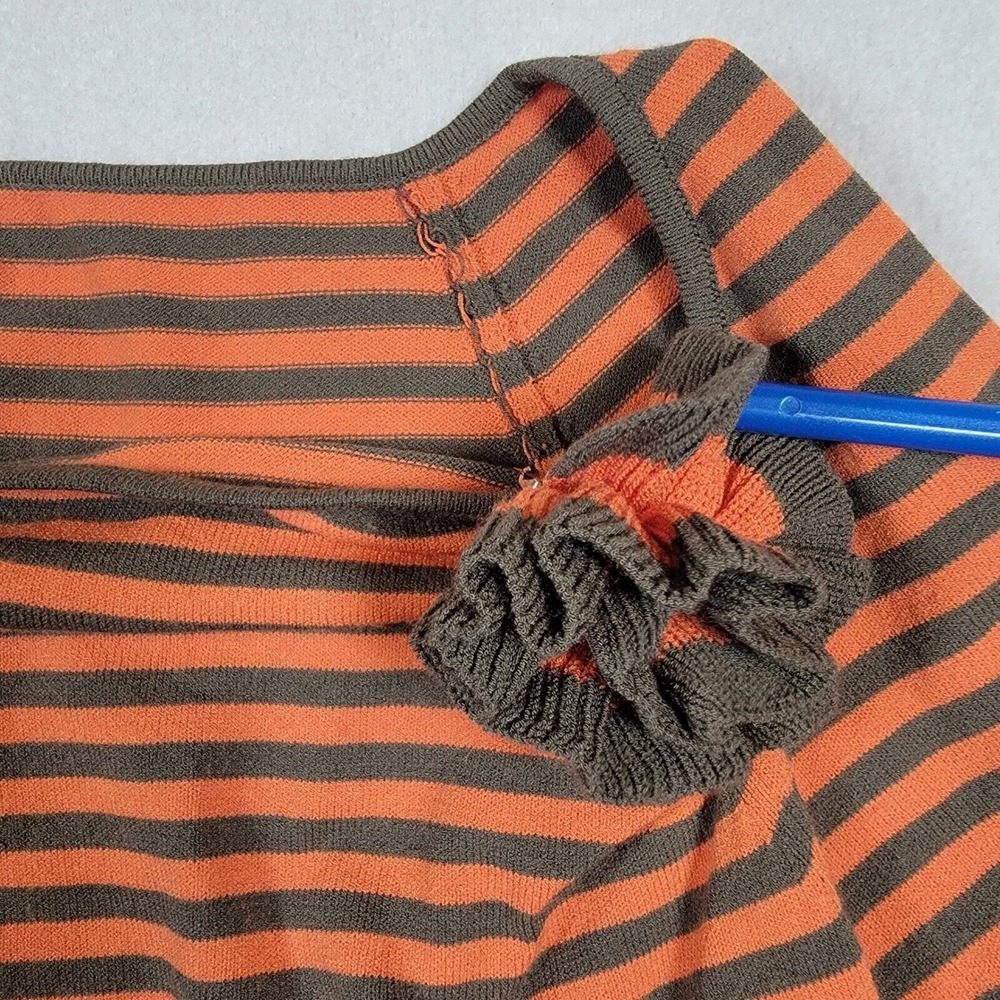 Les Copains Sweater Women's Sz 46 Orange Brown Striped Italian Luxury - Picture 5 of 7